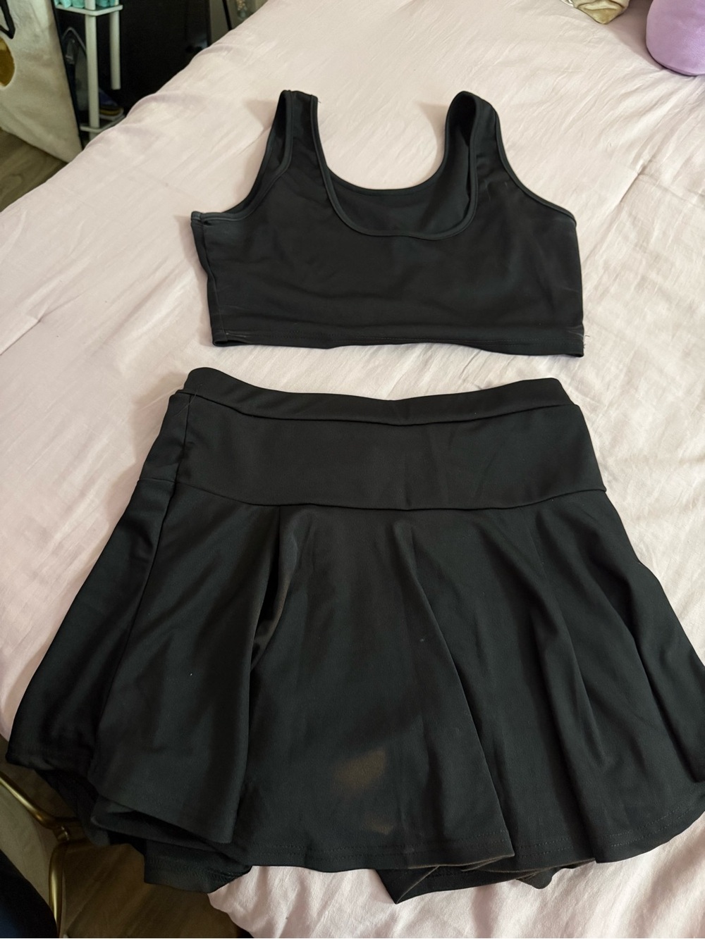Black Athletic Skirt with Built-In Shorts